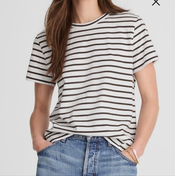 NWT Madewell Striped Perfect Tee M - Picture 2 of 4